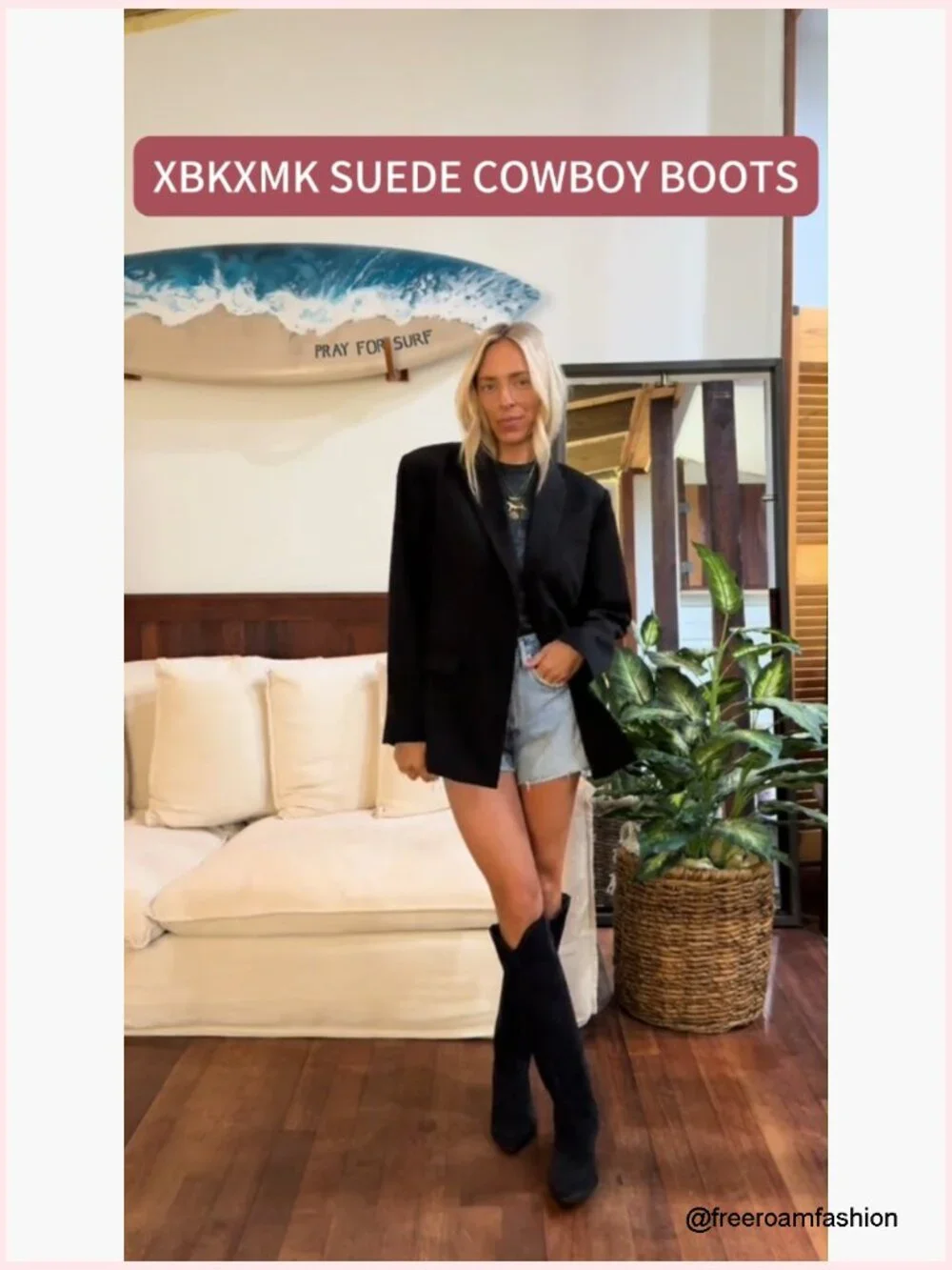 Women's Pointed Toe Cowgirl Knee High Boots Chunky Heel Pull On - Picture 6 of 6